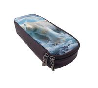LRHCNZDCP Trousse à crayons en cuir avec motif drapeau arc-en-ciel pour l'école, le bureau, l'université, pour adultes, garçons et filles, Ours polaire Ice, Taille unique, Cartable