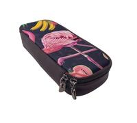 LRHCNZDCP Trousse à crayons en cuir avec motif drapeau arc-en-ciel pour l'école, le bureau, l'université, pour adultes, garçons et filles, Ananas Banana Flamingo, Taille unique, Cartable