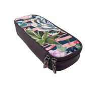 LRHCNZDCP Trousse à crayons en cuir avec motif floral et papillons colorés - Pour l'école, le bureau, l'université - Pour adultes, garçons et filles, Plantes grasses rayées, Taille unique, Cartable