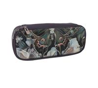 LRHCNZDCP Trousse à crayons en cuir avec motif papillon de nuit qui ressemble à un paon - Grande capacité - Pour l'école, le bureau, l'université - Pour adultes, garçons et filles, Noir , Taille
