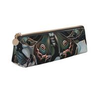 LRHCNZDCP Trousse à crayons en cuir avec motif papillon de nuit qui ressemble à un paon - Trousse à crayons avec fermeture éclair triangulaire pour l'école et le bureau, blanc, Taille unique, Cartable