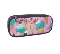 LRHCNZDCP Trousse à crayons en cuir imprimé crème glacée de grande capacité pour l'école, le bureau, l'université, adultes, garçons et filles, Noir , Taille unique, Cartable