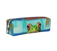 LRHCNZDCP Trousse à crayons en cuir imprimé drapeau de Porto Rico grenouille palmiers - Jolie trousse à crayons avec fermeture éclair pour l'école et le bureau, blanc, Taille unique, Cartable