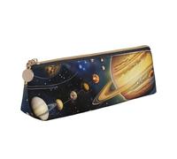 LRHCNZDCP Trousse à crayons en cuir imprimé Exploring The Solar System - Triangle Zipper - Jolie trousse à crayons pour l'école et le bureau, blanc, Taille unique, Cartable