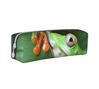 LRHCNZDCP Trousse à crayons en cuir imprimé grenouille arborescente - Jolie trousse à crayons avec fermeture éclair pour l'école et le bureau, blanc, Taille unique, Cartable