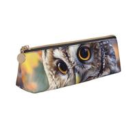 LRHCNZDCP Trousse à crayons en cuir imprimé hibou mignon - Triangle fermeture éclair mignonne trousse à crayons pour l'école et le bureau, blanc, Taille unique, Cartable