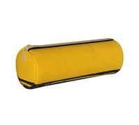 LRHCNZDCP Trousse à crayons en cuir imprimé jaune moutarde - Fermeture éclair ronde mignonne pour l'école et le bureau, blanc, Taille unique, Cartable
