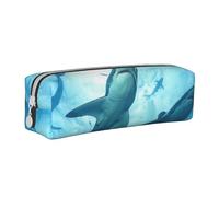 LRHCNZDCP Trousse à crayons en cuir imprimé requins marteaux - Jolie trousse à crayons avec fermeture éclair pour l'école et le bureau, blanc, Taille unique, Cartable