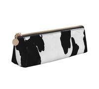 LRHCNZDCP Trousse à crayons en cuir imprimé vache noire et blanche - Fermeture éclair triangulaire mignonne pour l'école et le bureau, blanc, Taille unique, Cartable