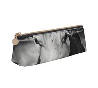 LRHCNZDCP Trousse à crayons en cuir imprimé vache noire et blanche - Fermeture éclair triangulaire mignonne pour l'école et le bureau, blanc, Taille unique, Cartable