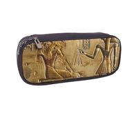 LRHCNZDCP Trousse à crayons en cuir imprimée famille d'éléphants de grande capacité pour l'école, le bureau, l'université, adultes, garçons et filles, Egypte Hiéroglyphe., Taille unique, Cartable