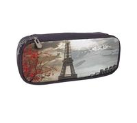 LRHCNZDCP Trousse à crayons en cuir imprimée Paris de grande capacité pour l'école, le bureau, l'université, adultes, garçons et filles, Noir , Taille unique, Cartable