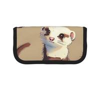 LRHCNZDCP Trousse à crayons en toile avec fermeture éclair Motif furet poilu, Noir , Taille unique, Cartable