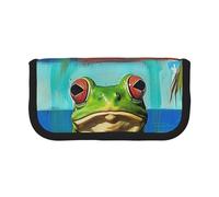 LRHCNZDCP Trousse à crayons en toile avec fermeture éclair Motif grenouille et palmiers de Porto Rico, Noir , Taille unique, Cartable