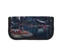 LRHCNZDCP Trousse à crayons en toile imprimée Îles de Norvège avec fermeture éclair, Noir , Taille unique, Cartable