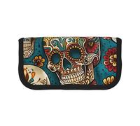 LRHCNZDCP Trousse à crayons en toile imprimée motif crânes en sucre avec fermeture éclair, Noir , Taille unique, Cartable