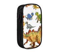 LRHCNZDCP Trousse à crayons imprimée avec des images de dinosaures de dessin animé, jolie trousse à crayons pour l'école, le bureau, noir, Noir , Taille unique, Cartable