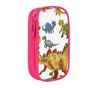 LRHCNZDCP Trousse à crayons imprimée avec des images de dinosaures de dessin animé, jolie trousse à crayons pour l'école, le bureau, noir, rose, Taille unique, Cartable