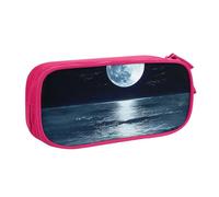 LRHCNZDCP Trousse à crayons imprimée pleine lune dans la nuit - Jolie trousse à crayons pour l'école et le bureau - Noir, rose, Taille unique, Cartable