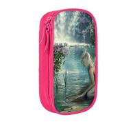 LRHCNZDCP Trousse à crayons Lake Fairy Art imprimée - Jolie trousse à crayons pour l'école et le bureau - Noir, rose, Taille unique, Cartable