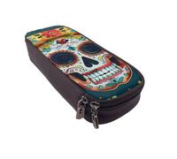 LRHCNZDCP Trousse à crayons mexicaine en cuir avec motif tête de mort - Pour l'école, le bureau, l'université - Pour adultes et garçons et filles, Crâne mexicain., Taille unique, Cartable