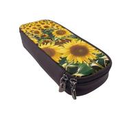 LRHCNZDCP Trousse à crayons mexicaine en cuir avec motif tête de mort - Pour l'école, le bureau, l'université - Pour adultes et garçons et filles, Beaucoup de beaux tournesols, Taille unique, Cartable
