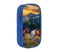LRHCNZDCP Trousse à crayons noire avec imprimé cheval qui coule - Pour l'école et le bureau, bleu, Taille unique, Cartable