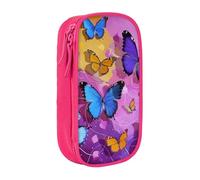 LRHCNZDCP Trousse à crayons noire avec imprimé papillons violets pour l'école et le bureau, rose, Taille unique, Cartable
