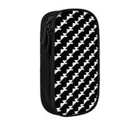 LRHCNZDCP Trousse à crayons noire imprimée pied-de-poule, jolie trousse à crayons pour l'école, le bureau, noir, Noir , Taille unique, Cartable