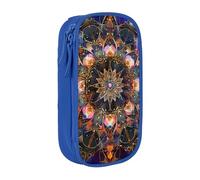 LRHCNZDCP Trousse à crayons rectangulaire avec motif mandala pour l'école, le bureau, noir, bleu, Taille unique, Cartable