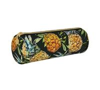 LRHCNZDCP Trousse à crayons tendance en cuir imprimé ananas ronde avec fermeture éclair mignonne pour l'école et le bureau, blanc, Taille unique, Cartable