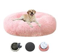 LRHRHR Panier pour Chien Dehoussable, Coussin Chien Anti Stress Lit Moelleux Apaisant Chat Lavable, Coussin Donut pour Chats et Chiens- Light Pink||Ø40cm/16in