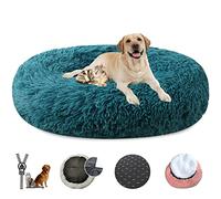 LRHRHR Panier pour Chien Dehoussable, Coussin Chien Anti Stress Lit Moelleux Apaisant Chat Lavable, Coussin Donut pour Chats et Chiens- Cyan||Ø40cm/16in
