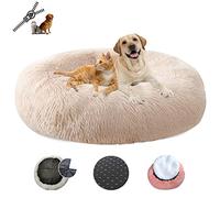 LRHRHR Panier pour Chien Dehoussable, Coussin Chien Anti Stress Lit Moelleux Apaisant Chat Lavable, Coussin Donut pour Chats et Chiens-Light Brow||Ø50cm/20in