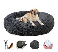 LRHRHR Panier pour Chien Dehoussable, Coussin Chien Anti Stress Lit Moelleux Apaisant Chat Lavable, Coussin Donut pour Chats et Chiens- Dark Gray||Ø40cm/16in