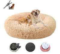 LRHRHR Panier pour Chien Dehoussable, Coussin Chien Anti Stress Lit Moelleux Apaisant Chat Lavable, Coussin Donut pour Chats et Chiens- Apricot||Ø70cm/28in