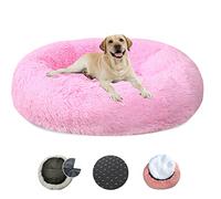 LRHRHR Panier pour Chien Dehoussable, Coussin Chien Anti Stress Lit Moelleux Apaisant Chat Lavable, Coussin Donut pour Chats et Chiens- Bright Pink||Ø60cm/24in