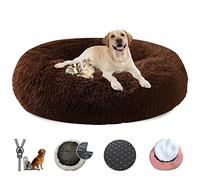 LRHRHR Panier pour Chien Dehoussable, Coussin Chien Anti Stress Lit Moelleux Apaisant Chat Lavable, Coussin Donut pour Chats et Chiens- Coffee||Ø90cm/35in