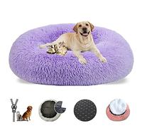 LRHRHR Panier pour Chien Dehoussable, Coussin Chien Anti Stress Lit Moelleux Apaisant Chat Lavable, Coussin Donut pour Chats et Chiens- Purple||Ø40cm/16in