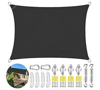 LRHRHR Voile d'ombrage Rectangulaire, Polyester Toile Solaire Imperméable Anti UV avec kit de Fixation, pour Jardin Terrasse- Black|| 2x2.5m(6.5x8ft)