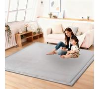 Lrisveana Tapis Corail Velours 2CM Tapis de Jeu Bébé Épais Tapis Antidérapant Mémoire Mousse Moquette Uni pour Enfant Chambre Salon pour Ramper et Jouer 120 x 220 cm