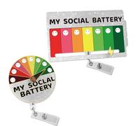 LRITER Lot de 2 porte-badges rétractables en acrylique avec clip - Expression émotionnelle créative - Design de batterie sociale - Convient pour les médecins, les infirmières, les dentistes, les