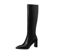 LRMYMHY Bottes Hautes À Bout Pointu À Talon Épais pour Femmes