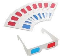 LRMYS Lot de 10 paires de lunettes 3D en papier pour films, verres rouges et cyan dans un cadre blanc, carton anaglyphe, pliées dans une pochette de protection, pour home cinéma, DVD, jeux vidéo,