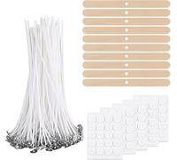 Kit de Mèches pour Bougies - Contient 200 mèches de 10 cm 200 pastilles adhésives et 20 Supports idéal pour Fabrication de Bougies Mèche Bougie et Meches pour Bougies