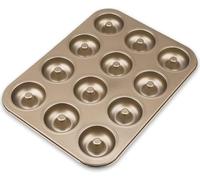 Lrocotanc Moules à Donuts, 12 Tasses Moule à Muffins en Acier au Carbone Réutilisables, Moule à Gâteau Antiadhésif Bakeware Doré, Poêle Cuisson Moule pour Gâteaux pour Beignets Muffins Cupcakes Tarte