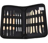 Lrocotanc Set de 14 Outils pour Argile et céramique - Outils Professionnels en Bois et Acier pour Modeler, sculpter et créer - Inclut Une Trousse de Transport