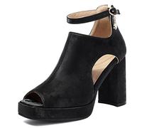 Lroey Reoly Femme Bloc Hauts Sandals avec Plateforme Bout Carré Daily Chaussures Ls1042 Noir Taille 41 EU