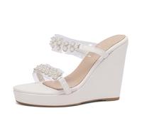 Lroey Reoly Femme Compensées Sandals avec Plateforme Bout Rond Daily Chaussures Ls1069 Blanc Taille 41 EU