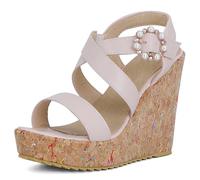 Lroey Reoly Femme Compensées Sandals avec Plateforme Bout Rond Robe Sandale Ls1111 Rose Taille 38 EU